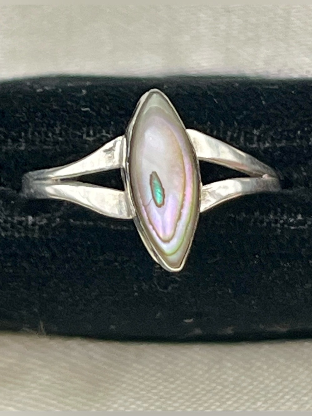 Vintage Taxco Dainty Little Mother of Pearl Marquis Ring